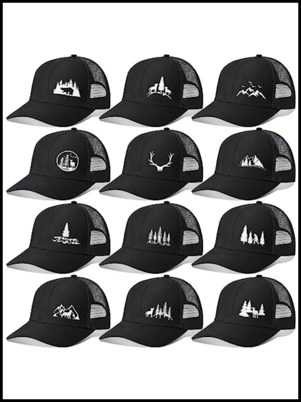 12 Pack Trucker Hats Mesh Baseball Caps Adjustable Cotton Embroidered
